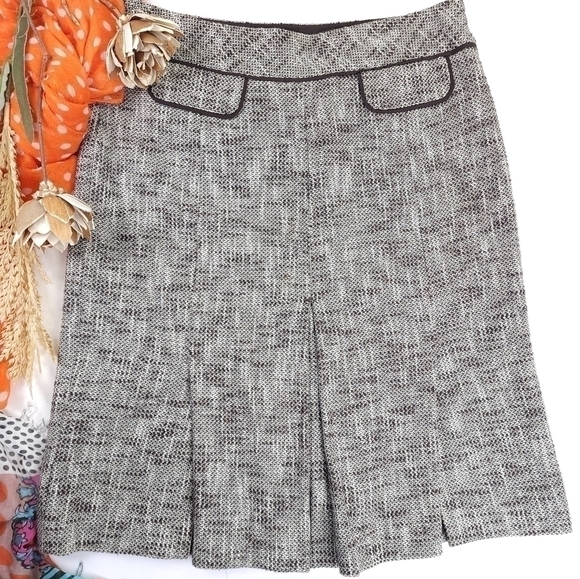 Loft Brown Wool Blend Skirt Sz 8 - Picture 3 of 9